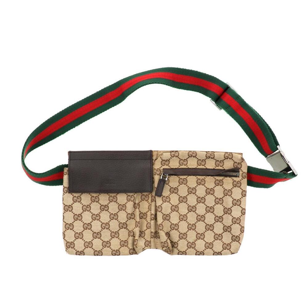 GUCCI Waist Bag Body GG Canvas Brown
